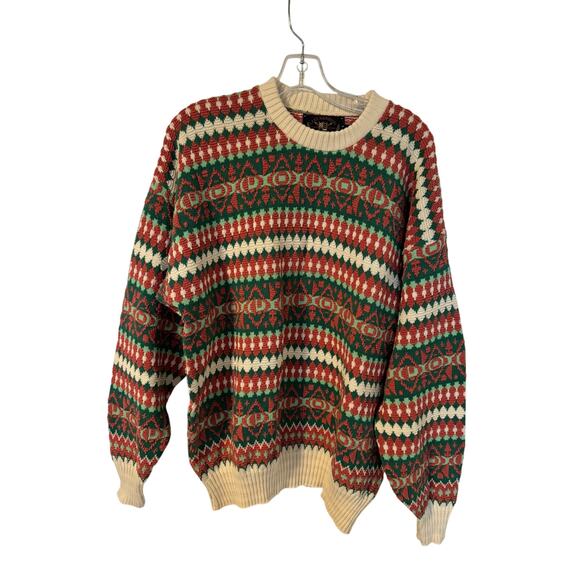 Vintage Other - Lake Harmony Vintage Rowing Club Cable Knit Grandpa Sweater Size XL Green Pink